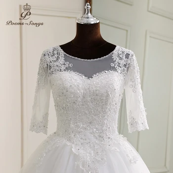 2022 Elegantiška prabanga pusė rankovės vestuvių suknelės boho santuokos suknelė chalatas de mariee vestidos de novia vestuvių suknelė nuotakos