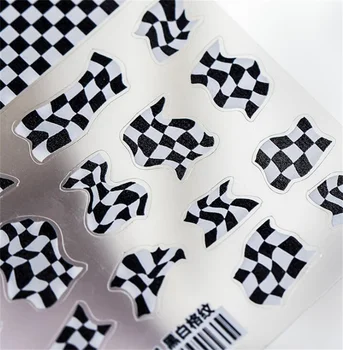Japonijos Black & White Tinklelis Nagų Dailės Lipdukas 5D Lipdukai 