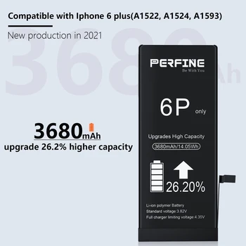 PERFINE Iphone 6 Plius Baterija A1522 A1524 A1593 3680mAh Mobiliojo Telefono Įrenginio Remonto Įrankių Rinkinys 