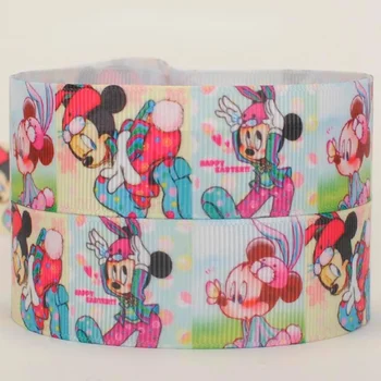 100 Metrų 7/8 22mm Disney Animacinių filmų Dizaineris Ornamentu Polka Dot Mickey, Donald Duck Grosgrain Kaspinu Gėlių Spausdinti Minnie Mouse Set