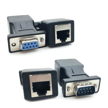 Naujas Atvykimo DB9 RS232 Vyrų/Moterų RJ45 Female Adapter COM Port LAN Ethernet Converter