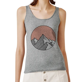 Moterų Camisole tankų Vest Kūrybos Rausvos Kalnų Viršūnę Estetinės T-shirt Grafikos Spausdinimo Moterų Marškinėlius Atsitiktinis Harajuku Laisvas