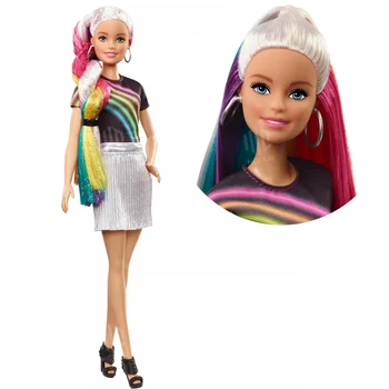 Originalias Barbie Lėles Vaivorykštė Sparkle Plaukų Lėlės Priedai,Barbie, Kolektorius Mergaitėms, Vaikams, Žaislų, Dovanų Vaikiškų Žaislų FXN96