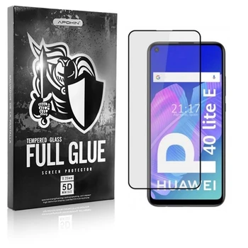 Grūdintas stiklas Visą Klijai 5D Huawei P40 Lite E lenktas screen Protector, Juoda