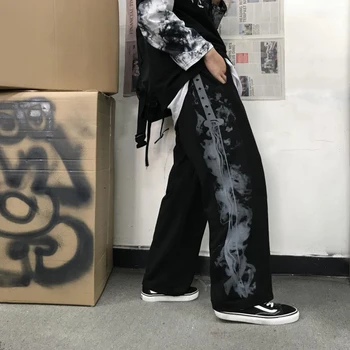ALT Kelnės Moterims Spausdinti Kelnės Harajuku E-girl Grunge Streetwear Punk Emo Kelnes Gotikos Hip-Hop Retro Drabužių Estetikos