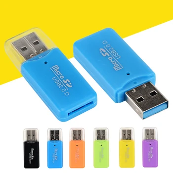 1pc Mini Nešiojamieji Kortelių Skaitytuvas, Spalvingas Plastikinis, Tinka TF Mikro SD Kortelės, USB 2.0 Atsitiktinių Spalvų