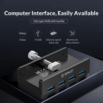 ORICO Aliuminio 4 Prievadai USB 3.0 HUB Išorės Įrašo tipo USB3.0 Splitter Adapteris, Skirtas Desktop Laptop KOMPIUTERIO Priedai MH4PU-P