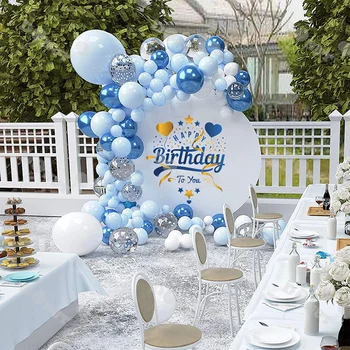 105 vienetų rinkinys, šviesiai mėlyna juoda latekso balionas gimtadienio susitarimo šalis tiekia vestuvių dekoravimas balionas grandinės nustatyti kolbų
