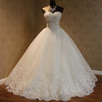 Mados prabangių duobute vestuvių suknelė vestido de noiva nėrinių vedęs plius dydis nuotaka vestuvių suknelės casamento
