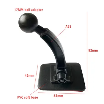 180 Laipsnių Reguliuojamas Mobiliojo Telefono Laikiklis PVC Minkštas 3M VHB Bendable Bazės 17mm Kamuolį Galva Automobilinis Laikiklis skirtas GPS Tablet PC DVR Mount