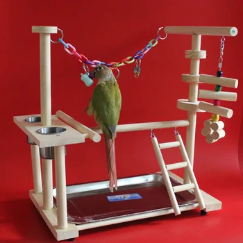Medienos Papūga žaidimų Aikštelė Paukščių Ešerys su Kopėčios Finansuojančiojo Papūga Bite Žaislai Paukščių kadro Atsistoti Narve Paukštis kabantis Tiltas