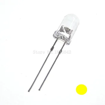 100VNT 5mm Apvalus Geltonas LED Diodų Super Šviesus Vanduo skaidrus LED Šviesos Lempos Geltonos spalvos Naujas