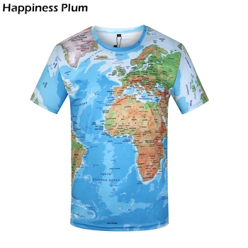 KYKU Prekės ženklo 3D Marškinėliai Vyrams Pasaulio Žemėlapyje T-shirt Juokinga T Shirts Vyrų 2017 M. Vasaros trumpomis Rankovėmis Anime Viršūnes Tee Mens Mados Drabužiai.