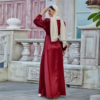 Ramadanas Eid Mubarakas Kaftan Satino Abaja Dubajus Turkijos Musulmonų Moterys Oficialų Ilga Suknelė Islamas Caftan Maroc Vestido Longo Skraiste Femme
