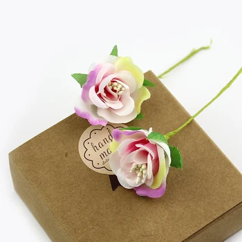 HUADODO 3cm Dirbtinis Stamen rožių gėlių Puokštė šilko gėlių užrašų knygelė Vestuvių Dekoratyvinis Vainikas 