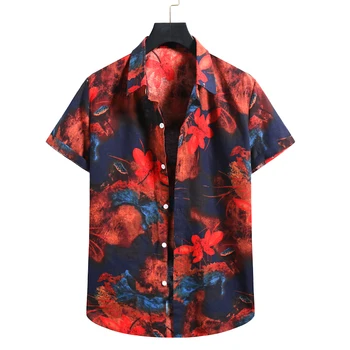 2021 vasaros naują stiliaus vyriški trumparankoviai gėlių marškinėliai užsienio prekybos paplūdimys marškinėliai vyriški laisvalaikio marškinėliai S-2XL
