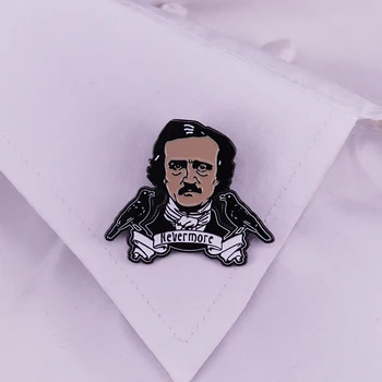 Edgar Allan Poe atlapas pin Nevermore Ženklelis Goth Literatūros Dovana Poe Meilužis Varnas Eilėraštį Edgar Allan sagė Emalio pin
