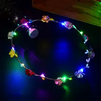 Karšto Šalies Karūną Gėlių ekrano užsklandą LED lemputės, Plaukų Vainikas Hairband Girliandas Moterų Helovinas Spindinčią Kalėdų Vainikas