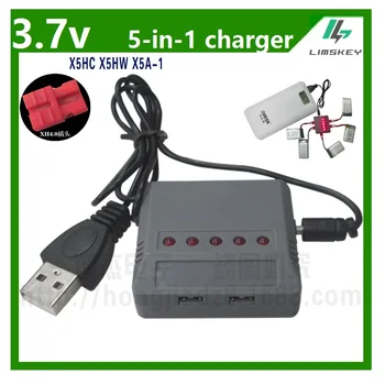 Kelias-pin Plug (4-In-1)(5-In-1), 3,7 V 500mah XH4.0 Prijunkite Įkroviklio Syma X5HC X5HG X5HW X5A-1 RC žaislai Lipo baterija USB įkroviklis