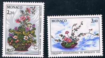 2vnt/Komplektas Naujas Monakas Pašto Antspaudo 1987 Gėlių kompozicijų Meno Ženklų MNH