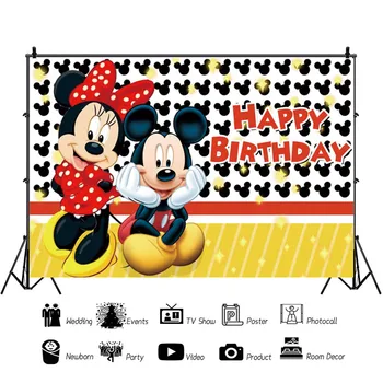 Disney Vinilo Užsakymą Mickey Mouse Šalies Backdrops Minnie Mouse Fotografijos Fone Baby Shower Vaikams Gimtadienio Apdaila