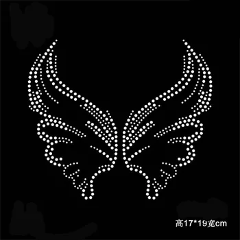 2vnt/daug Angelas sparnų lipdukas hot fix kalnų krištolas perdavimo fragmentais geležies kristalo pervedimai dizaino aplikacijos lopai marškinėliai krepšys