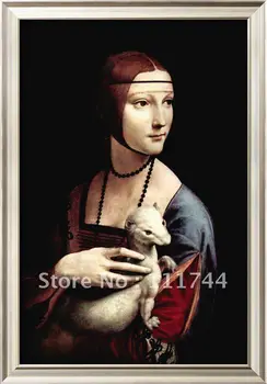 Garsaus kūrinio Portrait of a Lady, su Ermine Leonardo Da Vinci tapyba ant drobės Aukštos kokybės rankų darbo