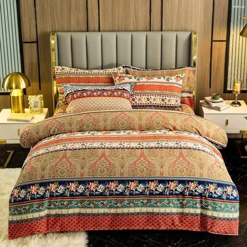 WOSTAR Bohemijos etninės dekoratyvinis prabangus patalynės komplektas medvilnės spausdinti 160x200cm antklode padengti paklode ir užvalkalas king size