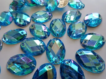 Laisvas karoliukai 100vnt 13*18mm Siūti Kristalai Light blue AB spalvos Cirkonio ovalo formos Priedai Masės Diamond