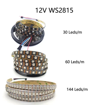 WS2815 (WS2812B/WS2813 Atnaujinti) RGB LED vaizdo Taškų Juostelės Šviesos Individualiai Naudojamos LED Dual-Signalas 30/60/144 Taškų/Led/m DC12V