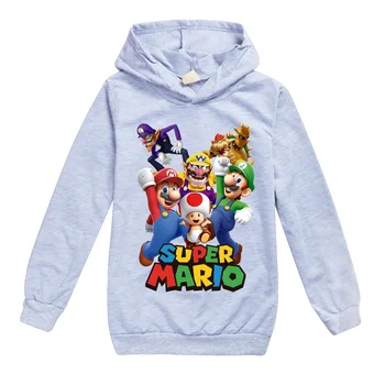 Super Mario Hoodies Paauglių Mergaičių Vaikus ilgomis Rankovėmis Kūdikių Berniukų Viršūnės Vaikai Juokinga Drabužius Bros Animacinių filmų Susagstomi Marškinėliai