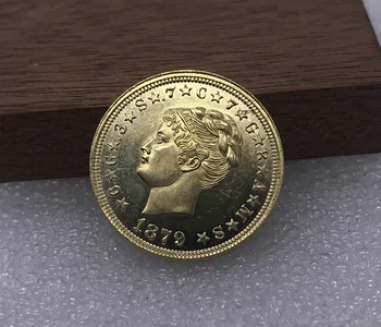 JAV 1879 Jungtinių Amerikos valstijų 4 Dolerių Stella Modelis Keturi Viename 400 Centų Žalvario, Aukso Moneta Suvenyrai Kolekcinių Monetų Kopijos