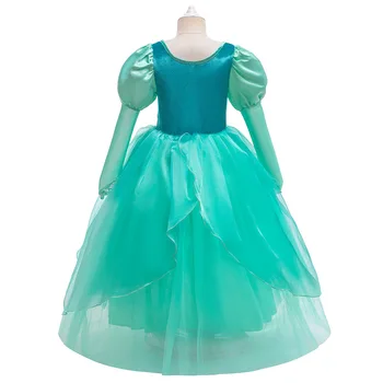 Undinėlė Ariel Princesė Mergina Dress Cosplay Kostiumai, Disney Ariel Kamuolys Suknelė Vaikas Kalėdų Vakarėlį Frocks Siuvinėjimo Išgalvotas Suknelė