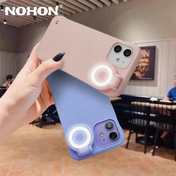 Nohon Selfie Žiedas Šviesos Atveju iPhone 12 Pro Max 11 8 Plius 7 X XR XS Šviesą Atveju Live Stream Makiažas 