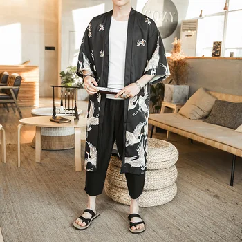 Kinų Stiliaus Drabužių Vyras Japonų Kimono Megztinis Vyrams Haori Vyrų Yukata Vyrų Kimono Japonijos Samurajų Harajuku Striukė Obi