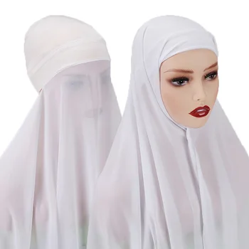 JTVOVO 2021 Naujas Momentinis Hijab Burbulas Šifono Moterų Plonas Šydas Ateina Su Dugno Bžūp Vasaros Orui Galvą Apvyniokite Šaliku Turbaną