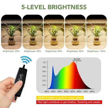 3500K LED Augalų Auga Šviesos Juostos viso Spektro Saulės spindulių Kambarinių Augalų Laikmatis 4/8/12H Fito Lempos šviesos srautą galima reguliuoti Gėlių Auginimo Lempos