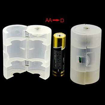 4pcs/daug Skaidrios Baltos Plastikinės AA iki D Dydžio Cell Baterijos Konversijos Adapteris Switcher Konverteris Atveju Langelį Didmeninės
