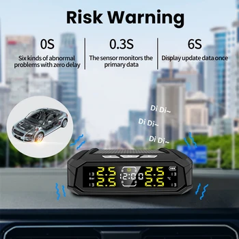 E-ACE K19 PSSS Belaidžio Automobilių Padangų Slėgio Stebėjimo Sistema, Saulės Energijos Laikrodis LCD Ekranas 4 Išorės Jutiklis Automatinis Apsaugos Signalizacijos