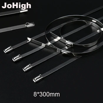 JoHigh 100vnt/daug 7.9 mm plotis 300mm ilgio 304Material Nerūdijančio plieno metalo Kabelinių Ryšių Zip