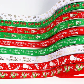 25mm Grosgrain Kalėdų Spausdintos Juostelės Baltos Snaigės Juostelės, Dovana, Vestuves Kalėdinė Dekoracija 