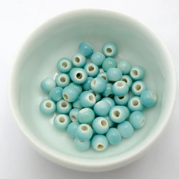 6# 100vnt Kiniškojo porceliano Karoliukai Kinija Nėra Natūralaus Akmens Procelain Granulių Papuošalai Priėmimo 6mm Granulių #A510B