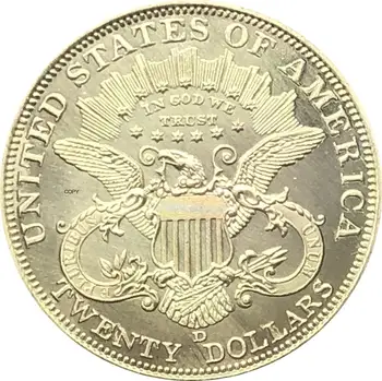 Jungtinės amerikos valstijos Laisvė Vadovas Double Eagle JAV 1907 1907 D 1907 S Dvidešimt Dolerių Šūkis Dievu Mes pasitikime Aukso Monetų, Žalvarinių Monetų Kopijos