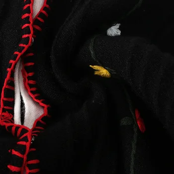 2020 m. Rudens Derliaus Gėlių Siuvinėjimas Susagstomų Megztinių O-kaklo, ilgomis Rankovėmis Moterims Topai Prabanga Džemperiai Lady Storio Viršutiniai drabužiai weater
