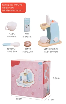 Vaikas Dinette Vaikas Virtuvės Rinkinys Montessori Ugdymo Mediniai Žaislai Mergina Vaikų 2 4 Metų Nedidelio Maisto produktų, Kavos virimo aparatas