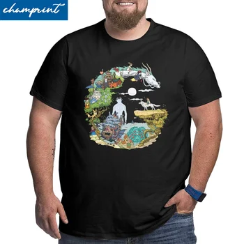 Totoro Duoklė Marškinėliai vyriški Grynos Medvilnės Juokinga T-Shirt O Kaklo Dideli Ūgio Tees trumpomis Rankovėmis Drabužius Didelis Dydis 4XL 5XL 6XL