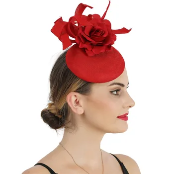 Ponios Prašmatnus Gėlių galvos Apdangalai, Vestuvių Fascinator Moterų Sinamay Skrybėlės Akių Kokteilis Nuotaka galvos Apdangalai Naujas Proga Šalis skrybėlę Kietas