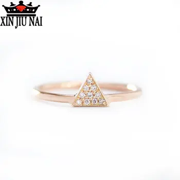 925 anillos Sidabro Internete Celebrity 18K Rose Gold Ring Visą Deimantų Trikampis korėjos Mados Paprasta Kūrybos Moterų Mergina Žiedas
