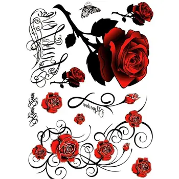3D Rose Body Art Vandeniui Laikinai Seksualus Šlaunų Tatuiruotė Sticke Moters Kūno Menas Rankos Kojos Flash Laikina Tatuiruotė Lipdukai 1 VNT