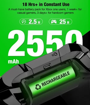BEBONCOOL 2x2550mAh Įkraunama Baterija Įkroviklis Xbox Vienas/Xbox One X/S/Xbox Serijos X/S/ Xbox Vienas Elito Valdikliai